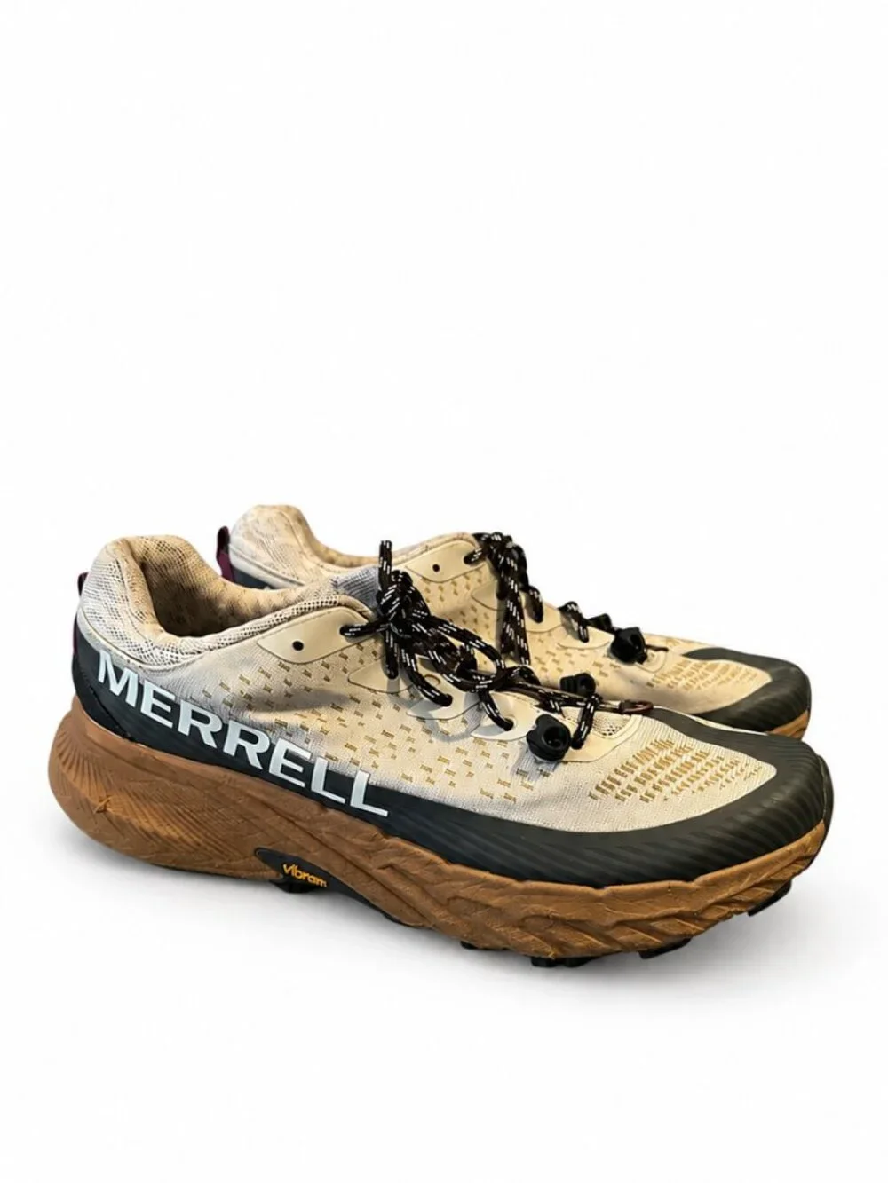 Merrell Agility Peak 5 Trail Shoes Men’s 12 Oyster Olive Vibram Megagrip EUC